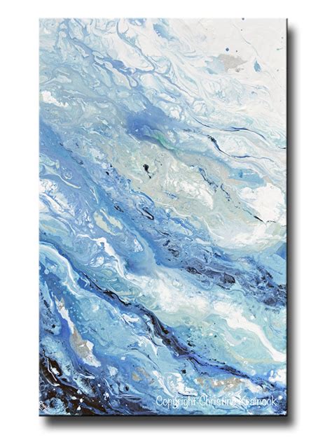 Giclee Print Art Abstract Painting Blue White Marbled Coastal Seascape