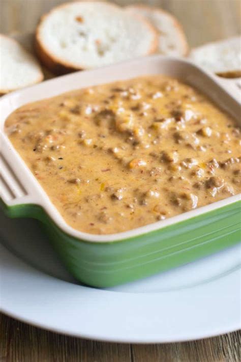 Add ground beef, tomatoes and a few other ingredients—and enjoy! beef cheese dip recipe