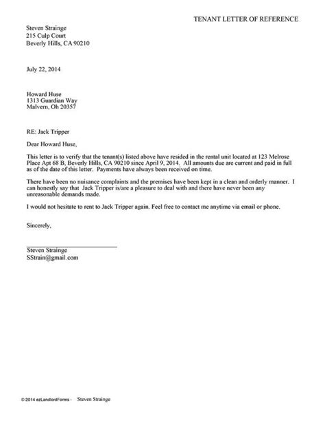 Free Printable Tenant Reference Letter Template In Reference Letter Reference Letter