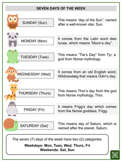 Calendar Days Of The Week Themed Math Worksheets Age 4 6