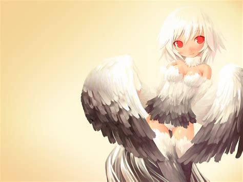 Wallpaper Illustration Fantasy Art Anime Girls Red Eyes Angel Wings Bird Wing X