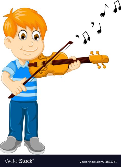 Funny Boy Cartoon Playing Violin Royalty Free Vector Image