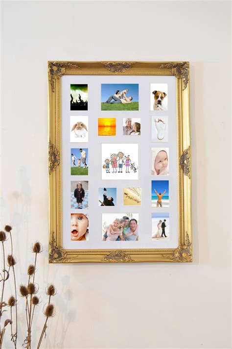 Large Antique Style Gold Multi Picture Wall Mounted Framed Collage 3ft5 x 2ft5 | Frame, Multi ...