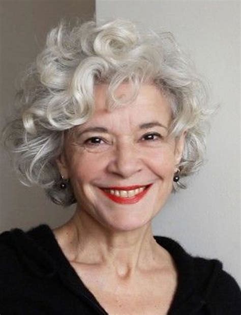 Modern Short Messy Curly Hairstyle For Women Over 60 With Thick Grey