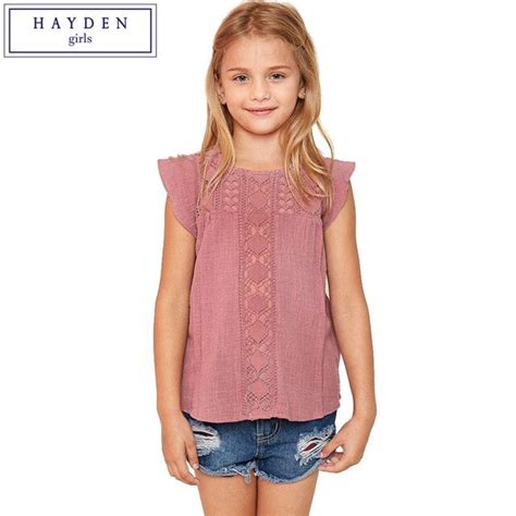 Buy Hayden Girls Ruffle Sleeve Top Lace Blouse Short