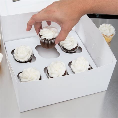 Economy 6 Cupcake 10″ X 10″ X 5″ White Window Cupcake Box With 6 Slot