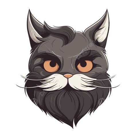 Bigotes De Gato Png Pegatina Clipart Gato Gris Con Barba Y Cabeza