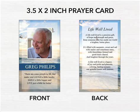 Beach Funeral Prayer Card Funeral Templates