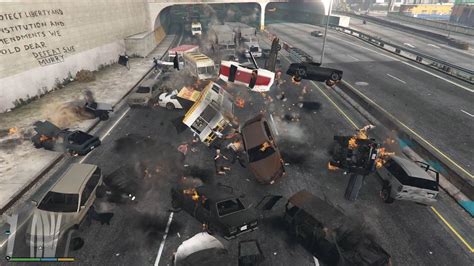 Gta 5 Traffic Pileup Chaos And Chain Explosions Gta 5 Funny Moments