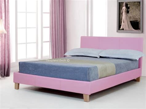 Pink Leather Beds 4ft Double Pink Faux Leather Byron Bed Frame