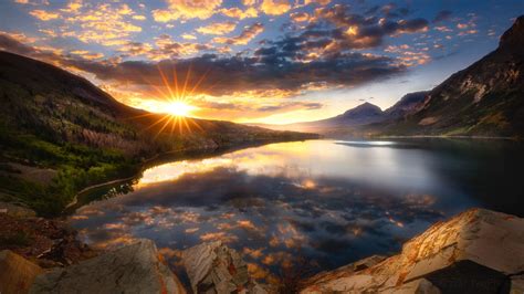 Saint Marys Lake Lake Montana Glacier National Park Sunrise Landscape