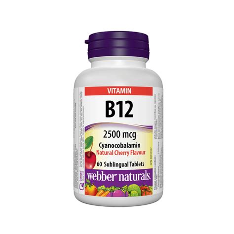 Webber Naturals Витамин B12 цианокобаламин 2500 µg х60 сублингвални