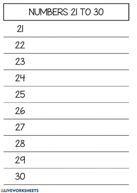 Ejercicio De Numbers 20 To 30 Number Words Worksheets Kindergarten