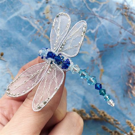 Beaded Dragonfly Pin Dragonfly Jewelry Embroidered Etsy