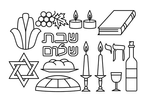 Shabbat Candles Coloring Page Sketch Coloring Page