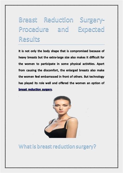 Breast Reduction Surgery Procedure And Expected Results