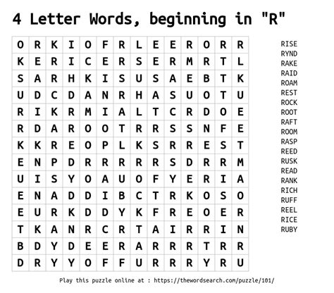 Download Word Search On 4 Letter Words Beginning In R