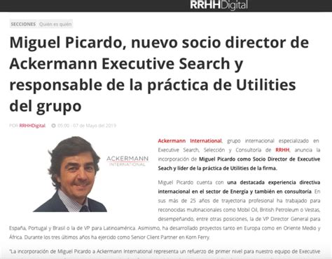 Miguel Picardo Nuevo Socio Director De Ackermann Executive Search Y Responsable De La Práctica
