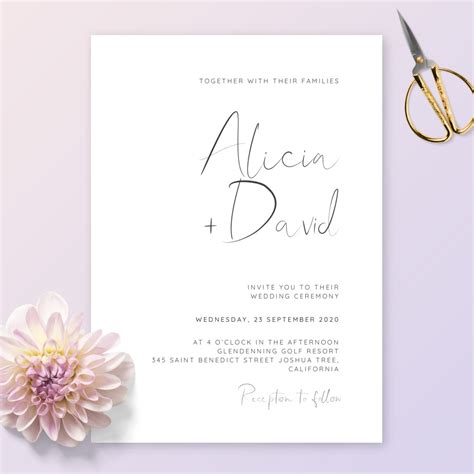 Simple Calligraphy Elegant Wedding Invitation Template Online Maker