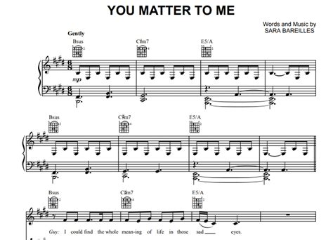 Sara Bareilles You Matter To Me Free Sheet Music Pdf For Piano The