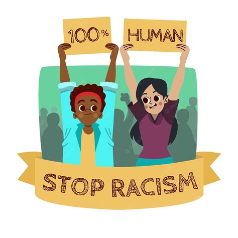 Free Vector Stop Racism With People Holding Placards