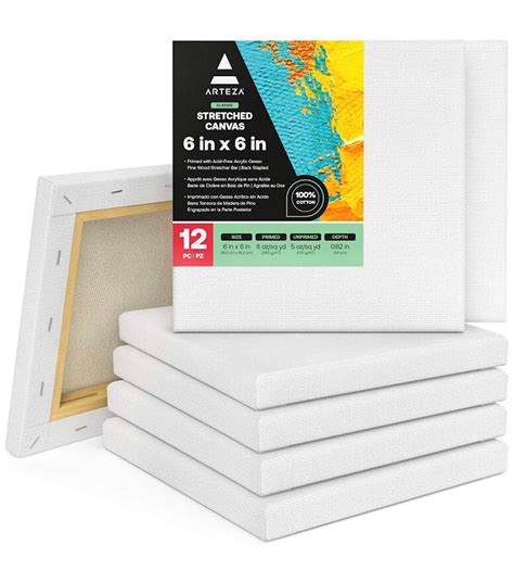 Arteza Stretched Canvas Classic White X Blank Canvas Boards For