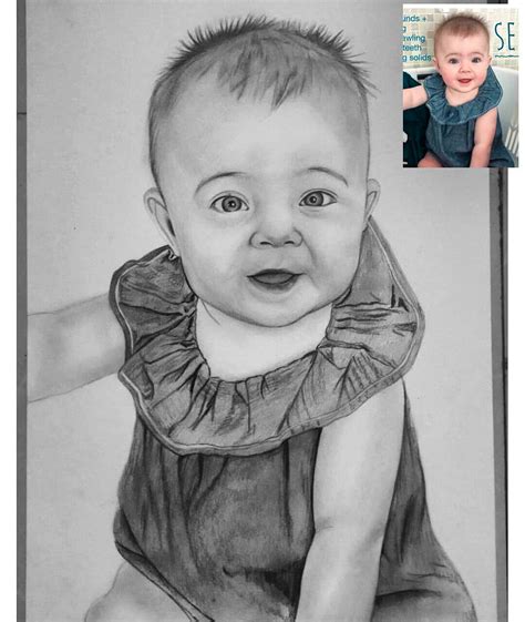 Baby Pencil Drawing Photo To Painting Custom Portrait Sketch Artist