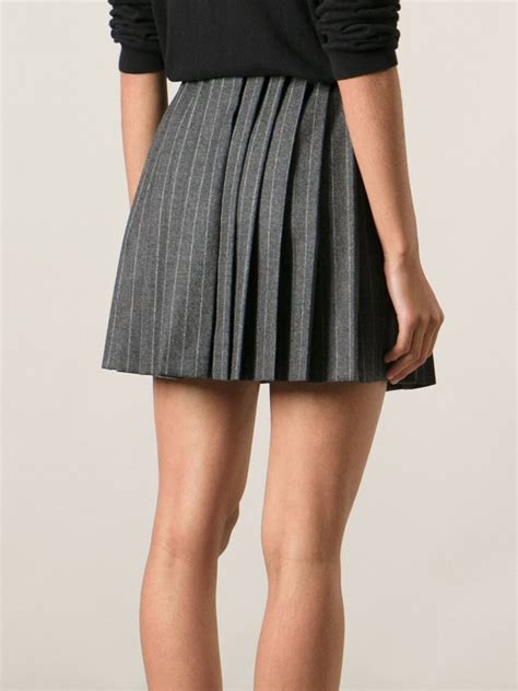 Alexander Mcqueen Pleated Pinstripe Skirt In Grey Gray Lyst