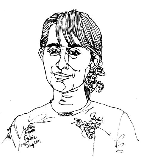 She has held the title of state counselor, a powerful position created for her, since 2016. Min Kyaw Khine: My Sketches - Daw Aung San Suu Kyi