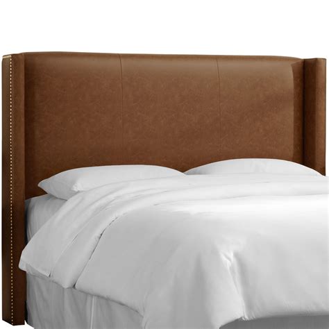 Nail Button Wingback Bonded Leather Upholstered Headboard Sonoran