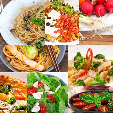 Healthy Vegetarian Food Collage 12 Featuring Vegetables Collage And