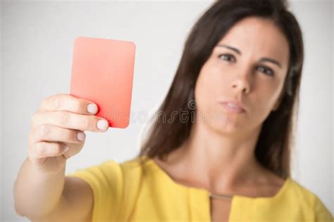 Woman Showing Red Card Stock Photo Image Of Showing 77517414