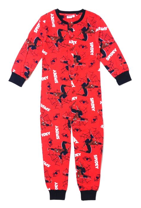 Kids Boys 100 Cotton Spiderman Jumpsuit Pyjamas All In One Size Uk 3