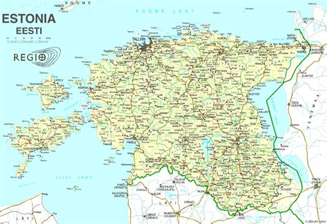 Physical map of estonia showing major cities, terrain, national parks, rivers, and surrounding countries with international borders and outline maps. Estland landkaart | Afdrukbare plattegronden van Estland ...