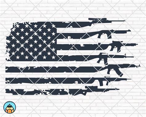 American Flag With Guns Svg