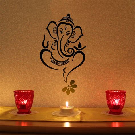 Floral Ganesha Wall Decal Black Online Shopping