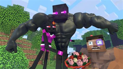 The Minecraft Life Of Alex And Steve Big Enderman Minecraft Animation Youtube