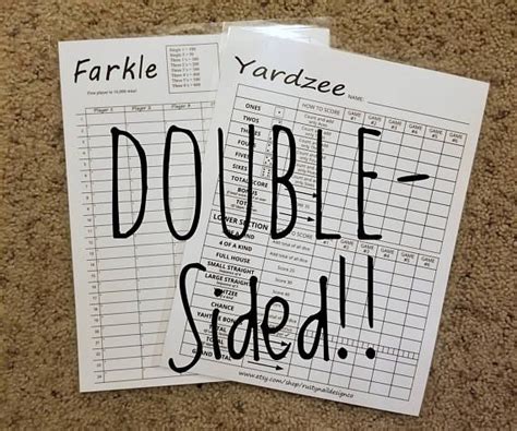 Reusable Dry Erase Yahtzeefarkle Double Sided Scorecard Printed On 8