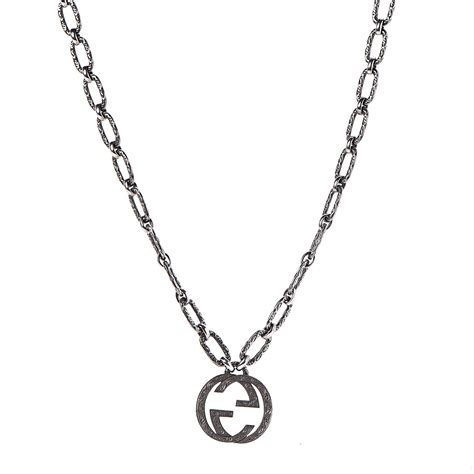 Gucci Sterling Silver Interlocking G Pendant Necklace 555950