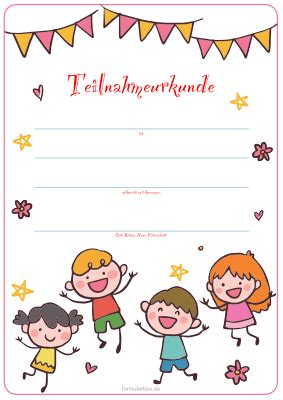 English german online dictionary tureng, translate words and terms with different pronunciation meanings of teilnahmebestätigung with other terms in english german dictionary : Kinder Teilnahmeurkunde 'lachende Kinder' | Pdf-Vorlage zum Ausdrucken