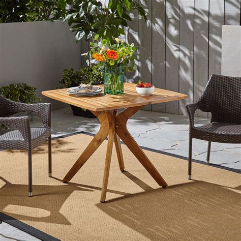 Outdoor Square Acacia Wood Dining Table With X Base Nh631503 Noble