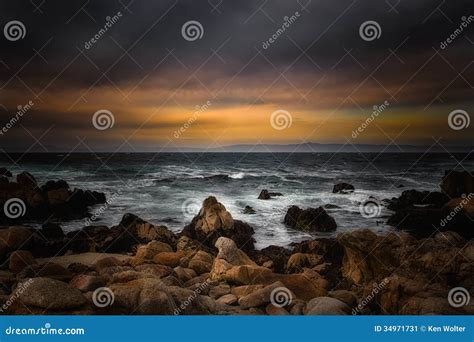Sunset Over Monterey Bay Stock Image Image Of Danger 34971731
