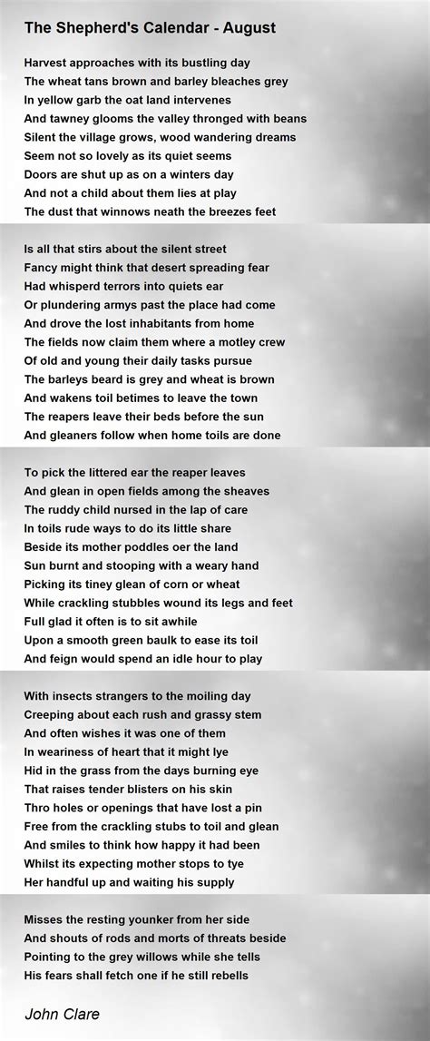 The Shepherds Calendar August Poem By John Clare Poem Hunter