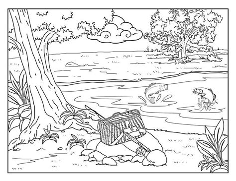 River Scene Coloring Pages For Adults 1 Printable Coloring Etsy Canada