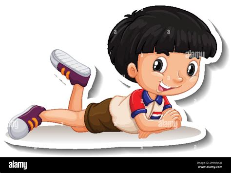 A Boy Laying On The Floor Cartoon Character Illustration Stock Vector