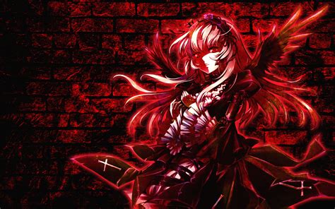 2736x1824 resolution red haired anime girl with wings hd wallpaper wallpaper flare