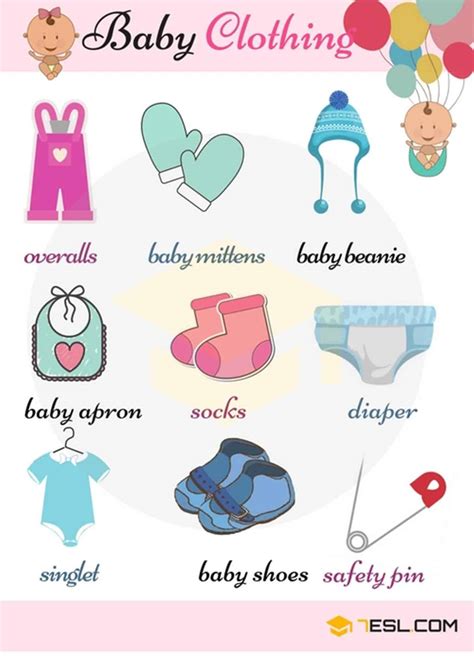 Baby Clothes Names Childrens Clothing Vocabulary With Pictures • 7esl