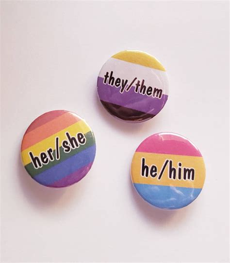 Gender Flag Pins With Pronouns Gender Flag Buttons Etsy