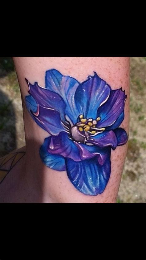 Larkspur Means Beautiful Spirit  Birth Flower Tattoos Larkspur Tattoo Flower Tattoo Designs