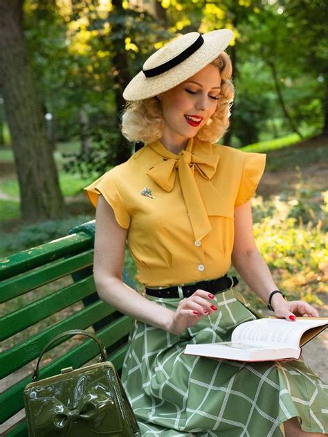 2pcs 1950s Bow Plaid Blouse And Skirt Jupe Chemisier Robe Vintage Idées De Mode